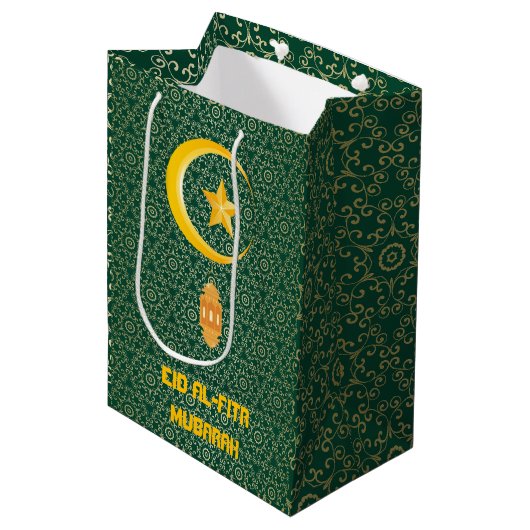 Eid al Fitr Mubarak Ramadan Kareem Moon Star Medium Cadeauzakje (Voorkant Gekanteld)