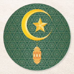 Eid al Fitr Mubarak Ramadan Kareem Moon Star Ronde Kartonnen Onderzetter