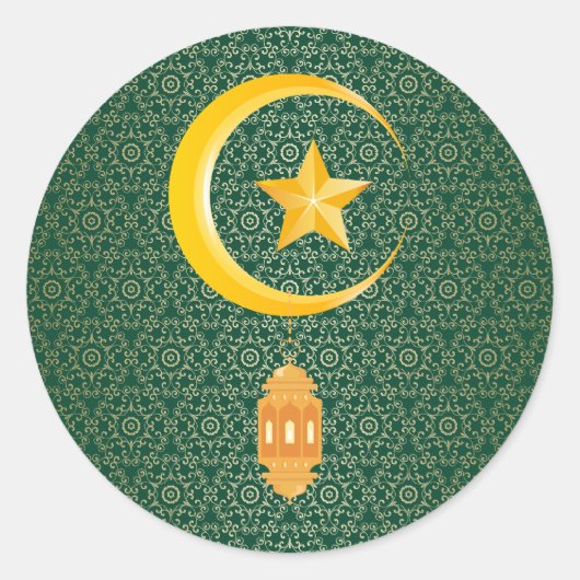 Eid al Fitr Mubarak Ramadan Kareem Moon Star Ronde Sticker (Voorkant)