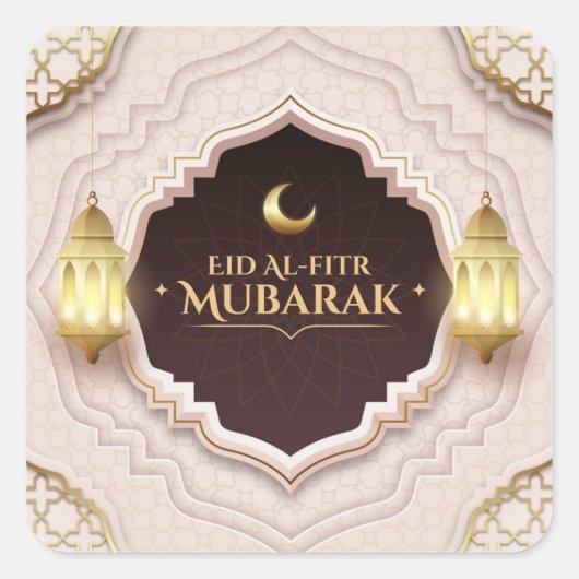 Eid Al-Fitr Mubarak Vierkante Sticker (Voorkant)