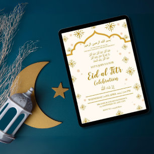 Eid Al Fitr Viering Eid Mubarak BEWERKBAAR Kaart