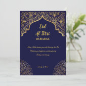 Eid Al Fitri Golden Mandala Navy Blue Vakantie Kaart (Staand voorkant)