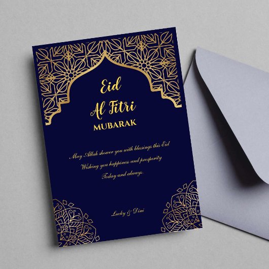 Eid Al Fitri Golden Mandala Navy Blue Vakantie Kaart