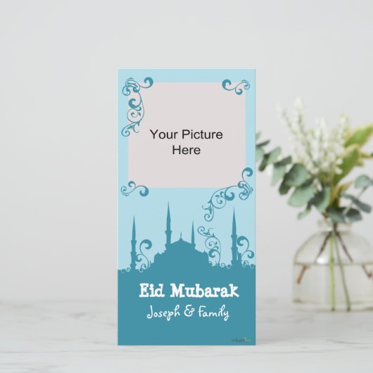 Eid Blue Swirl-fotokaarten (Staand voorkant)