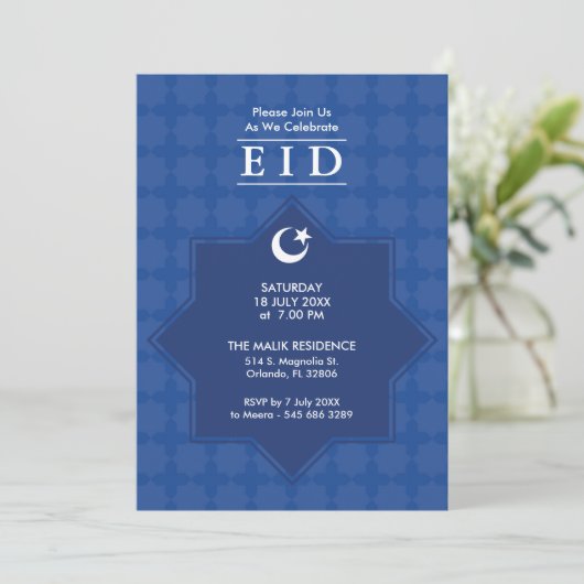 Eid Celebration 8 Pointed Star Party Invitation Kaart (Staand voorkant)