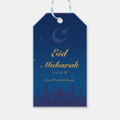 Eid Celebration Gift Label met Goud Islamitisch Pa Cadeaulabel (Voorkant)