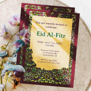 Eid Celebration Ornamental Crimson Red Eid Party Kaart