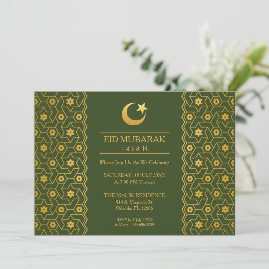 Eid Celebration Party Invitation Islamic Pattern Kaart (Staand voorkant)