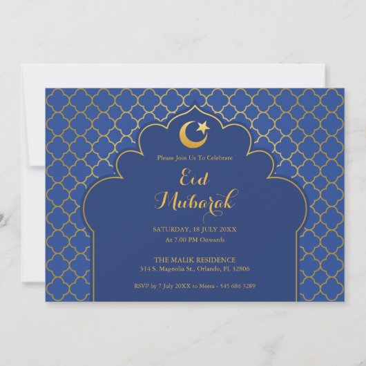 Eid Celebration Party Invitation Morrocan Pattern Kaart (Voorkant)