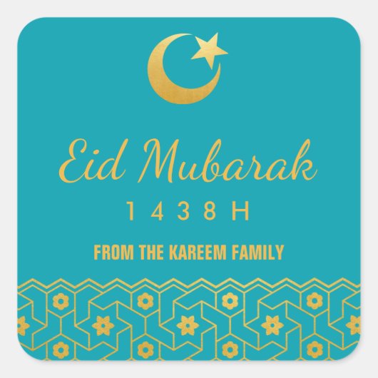 Eid Celebration Sticker met gouden Islamitisch Pat (Voorkant)