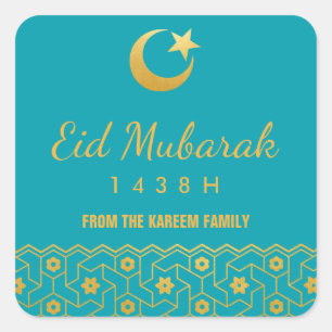 Eid Celebration Sticker met gouden Islamitisch Pat