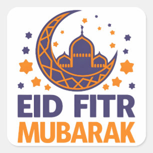 Eid Fitr Mubarak Gelukkig Eid Al-Fitr Moslim Manne Vierkante Sticker