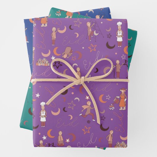Eid Gift Wrapping Paper Sheets, 19 x 29 inch, set  (In situ)