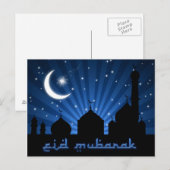 Eid Mosque Blue Night Briefkaart (Voorkant / Achterkant)