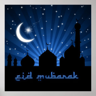 Eid Mosque Blue Night Poster