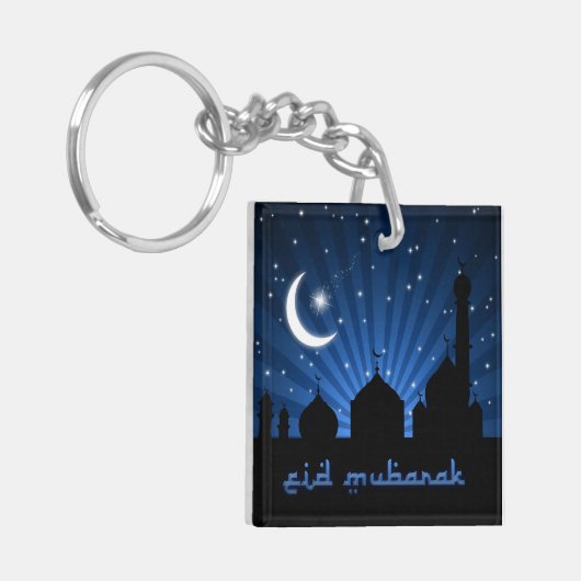 Eid Mosque Blue Night Sleutelhanger (Voorkant Links)