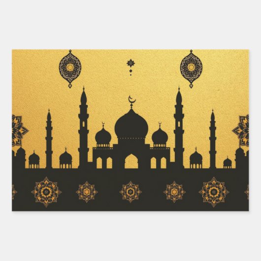 Eid_Mosque_GoldBlack Inpakpapier Vel (Voorkant)