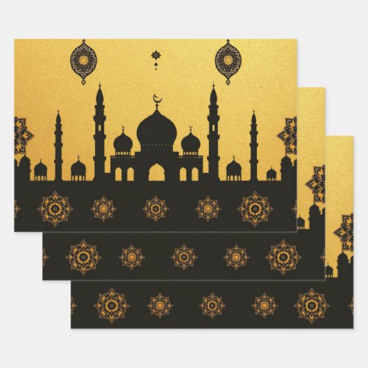 Eid_Mosque_GoldBlack Inpakpapier Vel (Set)