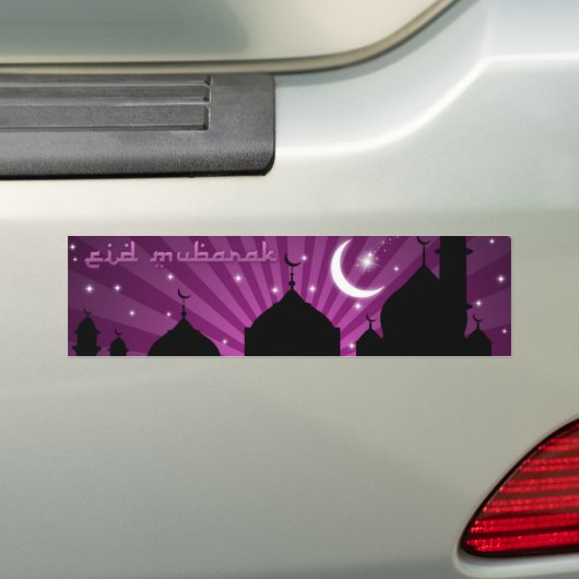 Eid Mosque Paars Night - Bumpersticker (Op auto)