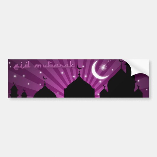 Eid Mosque Paars Night - Bumpersticker (Voorkant)