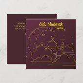 Eid Mubarak 1445 Hijriah Line art Feestdagenkaart (Voorkant / Achterkant)
