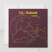 Eid Mubarak 1445 Hijriah Line art Feestdagenkaart (Voorkant)
