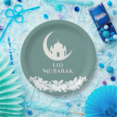 Eid Mubarak 1447 Hijri Crescent Mosque Design Papieren Bordje (Feest)