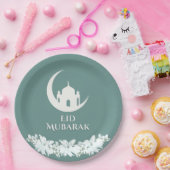 Eid Mubarak 1447 Hijri Crescent Mosque Design Papieren Bordje (Feest)