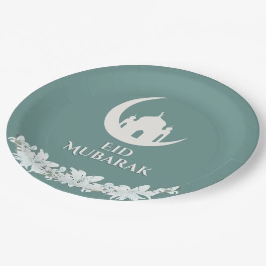 Eid Mubarak 1447 Hijri Crescent Mosque Design Papieren Bordje (Gekanteld)