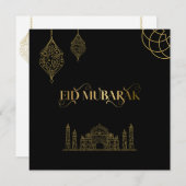 Eid Mubarak 2024 - Gouden Calligrafie Feestdagenkaart (Voorkant / Achterkant)