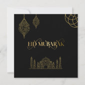 Eid Mubarak 2024 - Gouden Calligrafie Feestdagenkaart (Voorkant)