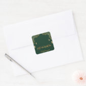 Eid Mubarak 2025 Goud en Groen Aanpassen Vierkante Sticker (Envelop)