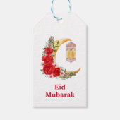 Eid Mubarak Aangepaste Bloemenstroming Islamitisch Cadeaulabel (Voorkant)