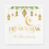Eid Mubarak Aangepaste Gouden Witte Lantaarns + Ma Servet (Voorkant)