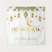 Eid Mubarak Aangepaste Gouden Witte Lantaarns + Ma Wandkleed (Voorkant)