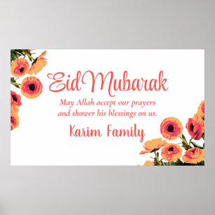 Eid Mubarak - Aangepaste islam - Decor Floral Dua  Poster