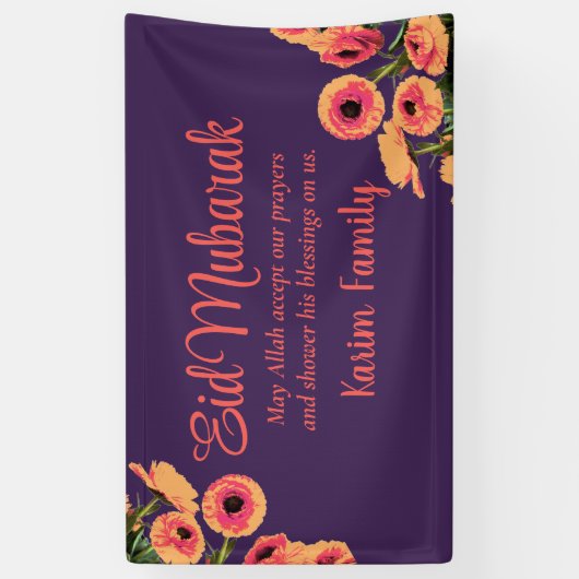 Eid Mubarak - Aangepaste islam - Startdecor Floral Spandoek (Verticaal)