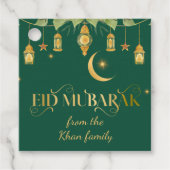Eid Mubarak Aangepaste naam Elegant Modern Groen G Bedankjes Labels (Voorkant)