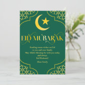 Eid Mubarak Aangepaste naam Elegant Modern Groen G Feestdagenkaart (Staand voorkant)