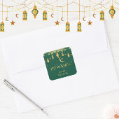Eid Mubarak Aangepaste naam Elegant Modern Groen G Vierkante Sticker
