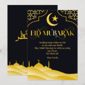 Eid Mubarak Aangepaste Naam Elegant Modern Zwart G Feestdagenkaart (Voorkant / Achterkant)