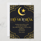 Eid Mubarak Aangepaste Naam Elegant Modern Zwart G Feestdagenkaart (Voorkant)