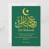 Eid Mubarak Aangepaste Naam Elegant Modern Zwart G Feestdagenkaart (Voorkant)