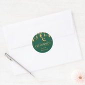 Eid Mubarak Aangepaste Naam Elegante Moderne Groen Ronde Sticker (Envelop)
