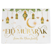 Eid Mubarak Aangepaste naam Elegante witte gouden  Groot Cadeauzakje (Voorkant)