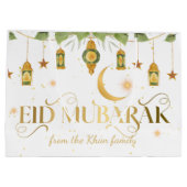 Eid Mubarak Aangepaste naam Elegante witte gouden  Groot Cadeauzakje (Achterkant)
