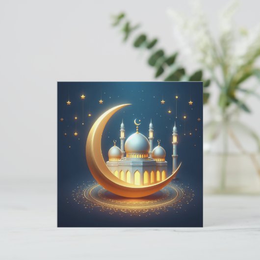 Eid Mubarak Aanpasbare Groet Tekst Feestdagenkaart (Staand voorkant)