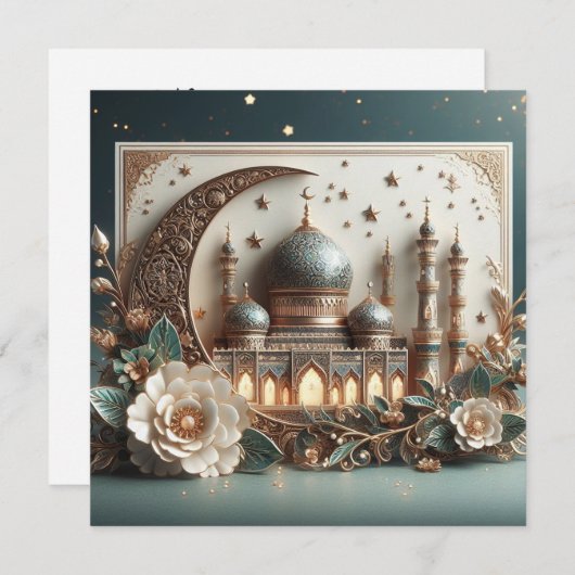 Eid Mubarak Aanpasbare Groet Tekst Feestdagenkaart (Voorkant / Achterkant)