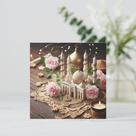 Eid Mubarak Aanpasbare Groet Tekst Feestdagenkaart (Staand voorkant)