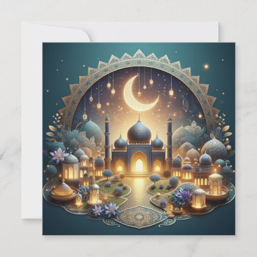 Eid Mubarak Aanpasbare Groetetekst Feestdagenkaart (Voorkant)